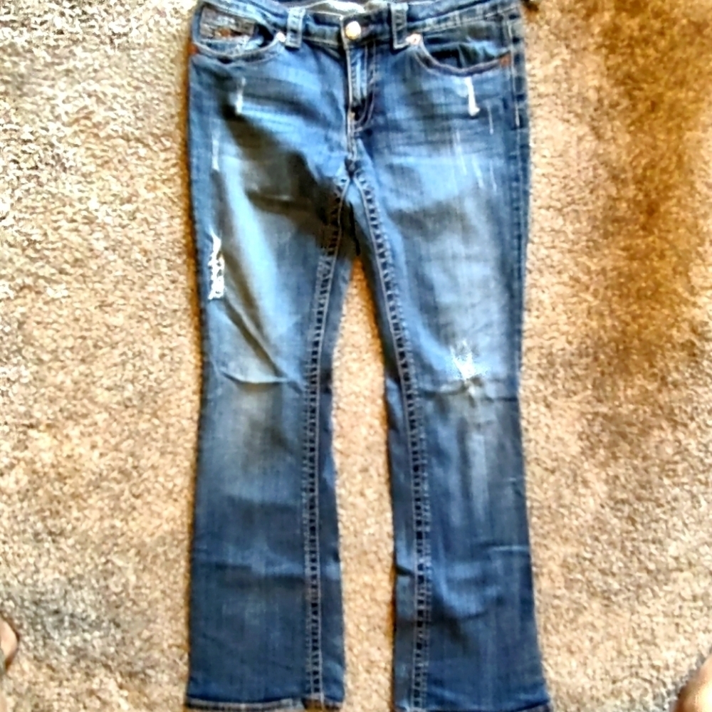Seven7 Size 10 Boot Flare Distressed Jeans!